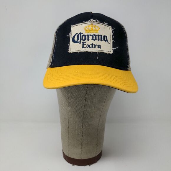 Corona Extra Snapback Mesh Back Hat Black Yellow Adjustable Embroidered Logo - Picture 2 of 12